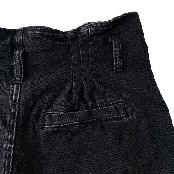 AE Paperbag Hi-Rise Black Denim Button Mom Shorts - Picture 8 of 12